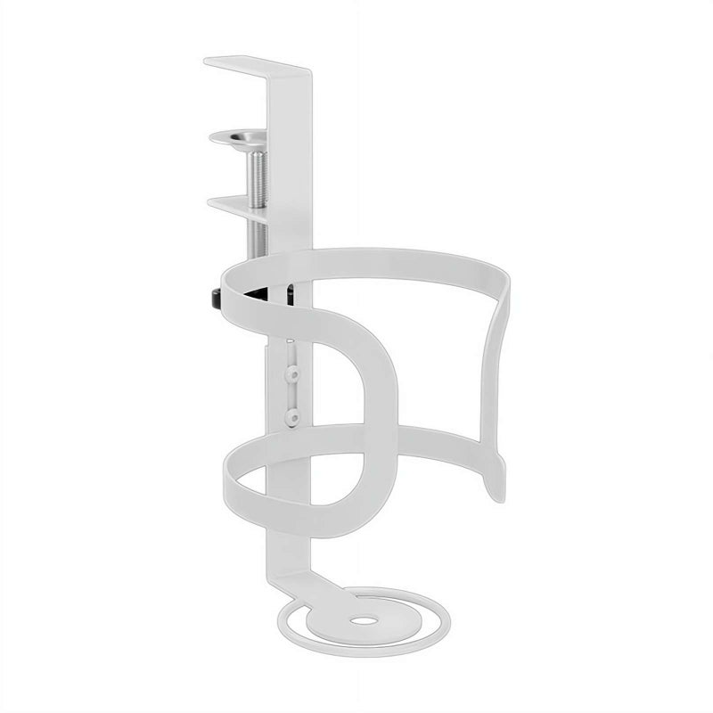 Desk Cup Holder With Headphone Hanger - Heavy Duty Metal Adjustable Rotating Anti-spill Table Cup Holder for Water Bottles,coffee Mug, Workstations & Gaming Desk Accessories (Upgraded white) - Image 1